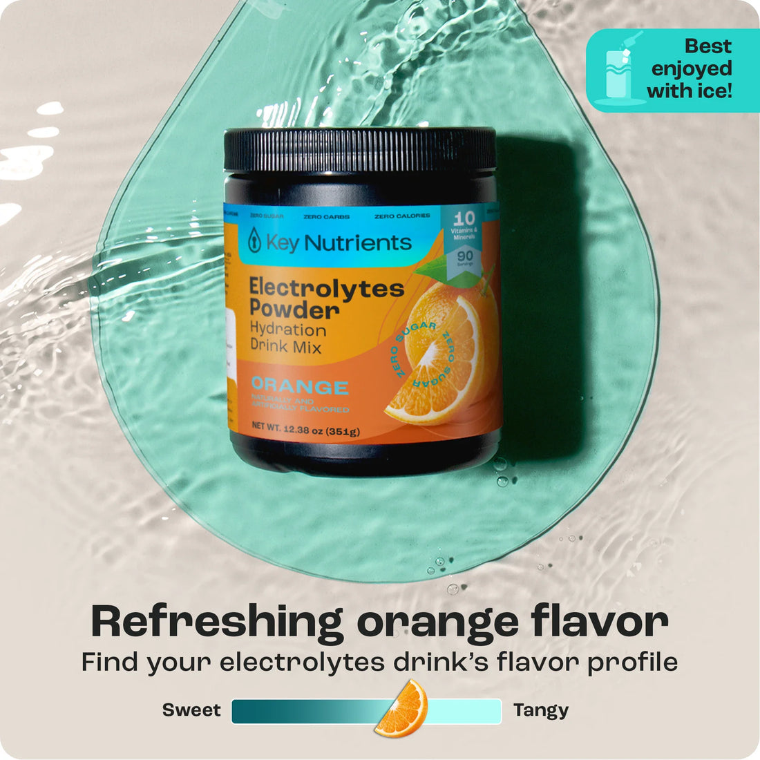 Key Nutrients Electrolyte Recovery Plus Powder in Lemonade flavor, sugar-free electrolyte powder for hydration, 90 servings.