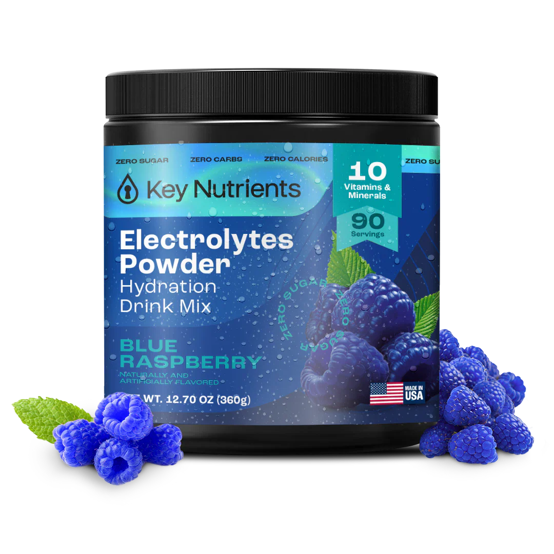 Key Nutrients Electrolyte Recovery Plus Powder in Lemonade flavor, sugar-free electrolyte powder for hydration and replenishment.