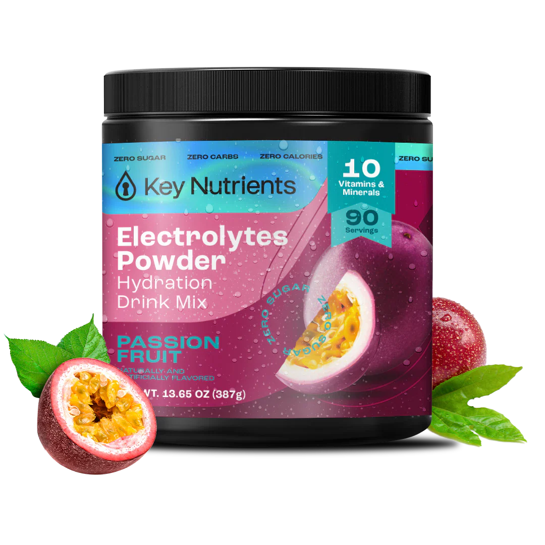 Key Nutrients Electrolyte Recovery Plus Powder in Lemonade flavor, sugar-free electrolyte powder for hydration, 90 servings.