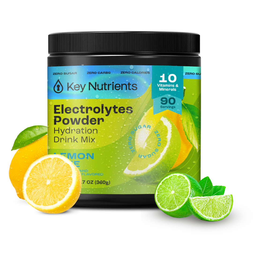 Key Nutrients Electrolyte Recovery Plus Powder in Lemonade flavor, sugar-free electrolyte supplement for hydration, 90 servings