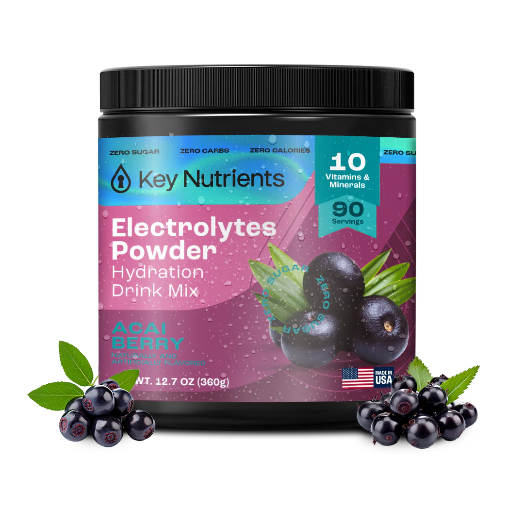 Key Nutrients Electrolyte Recovery Plus Powder in Lemonade flavor, sugar-free electrolyte drink mix for rehydration, 90 servings