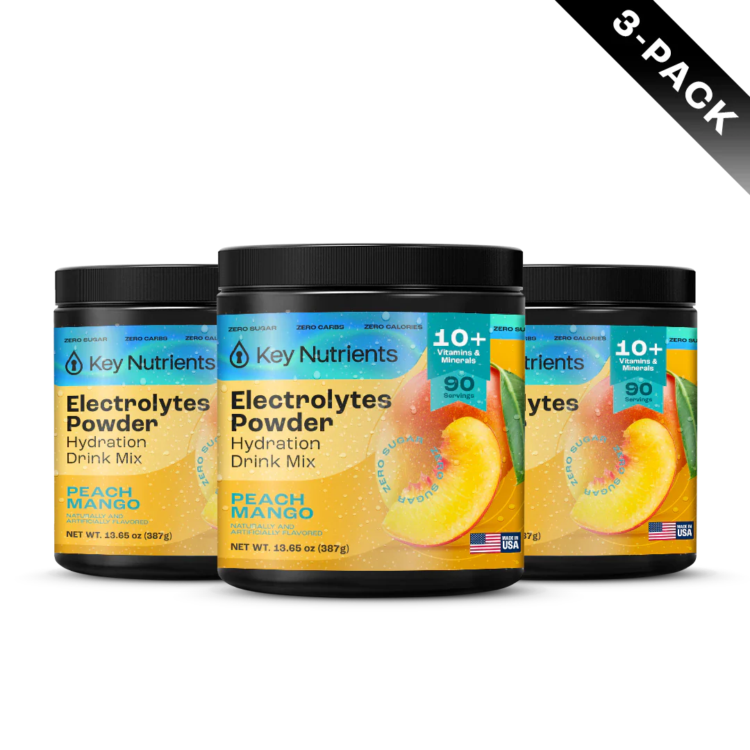 Key Nutrients electrolyte recovery plus powder in lemonade flavor, sugar-free electrolyte supplement for hydration, 90 servings.