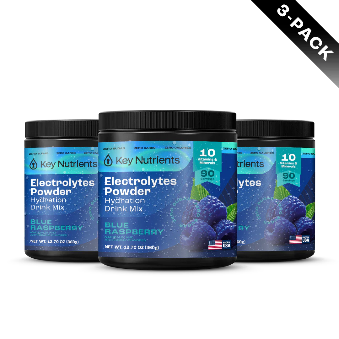 Key Nutrients Electrolyte Recovery Plus Powder in Lemonade flavor, sugar-free electrolyte powder for hydration and replenishment.