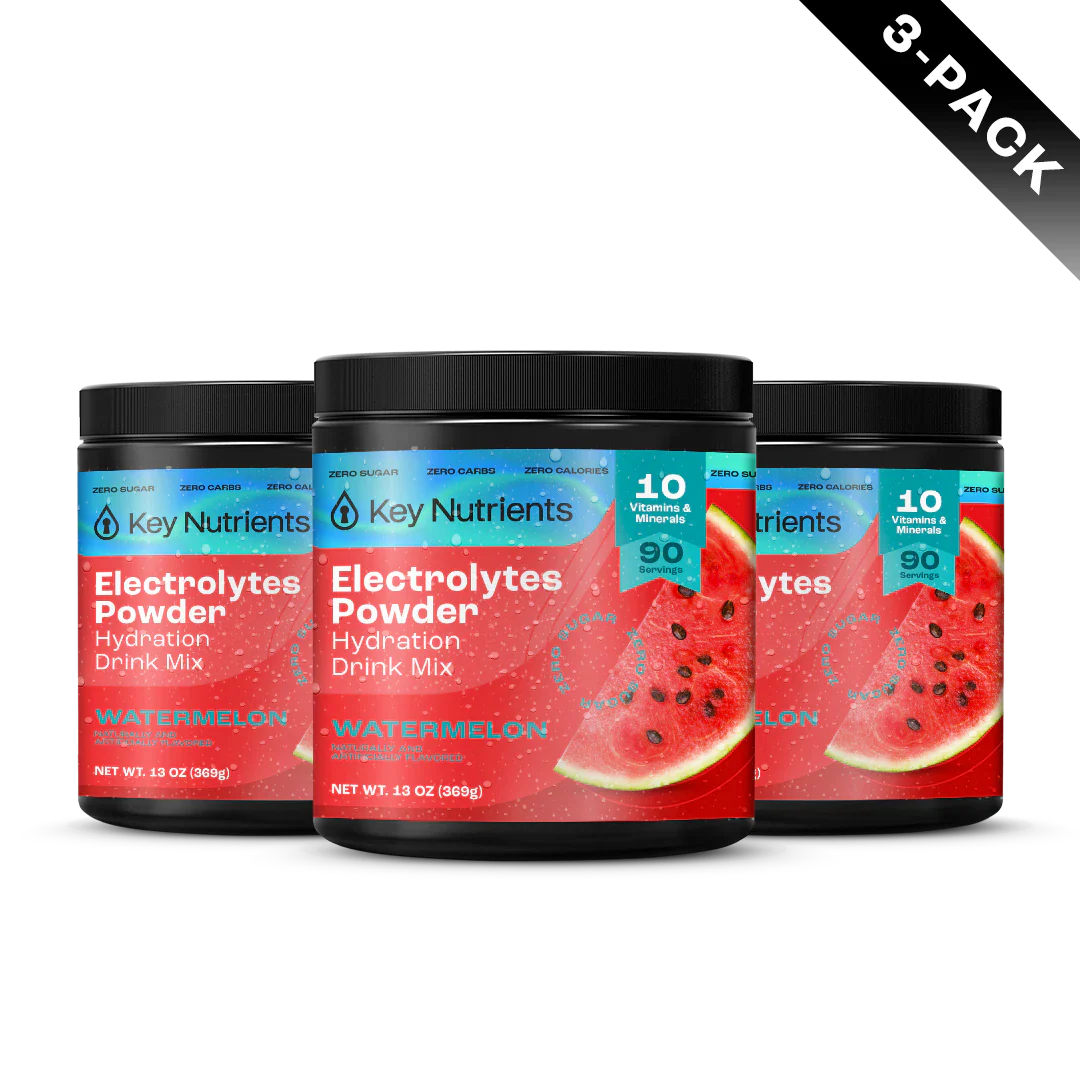 Key Nutrients Sugar-Free Electrolyte Recovery Plus Powder in Lemonade flavor, 90 servings, electrolyte supplement for hydration.