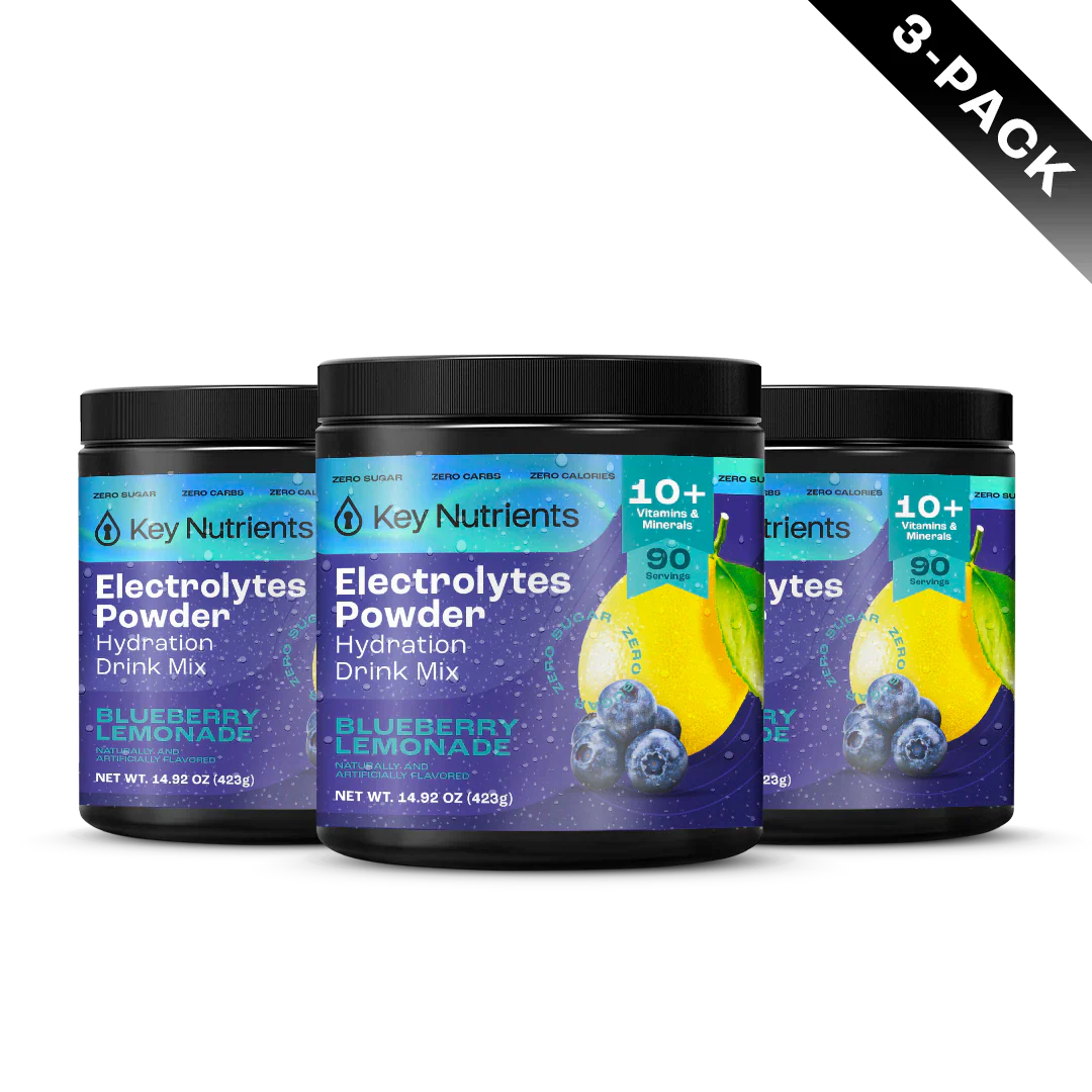 Key Nutrients Sugar-Free Electrolyte Recovery Plus Powder in Lemonade flavor, 90 servings, ideal for hydration and electrolyte replenishment.