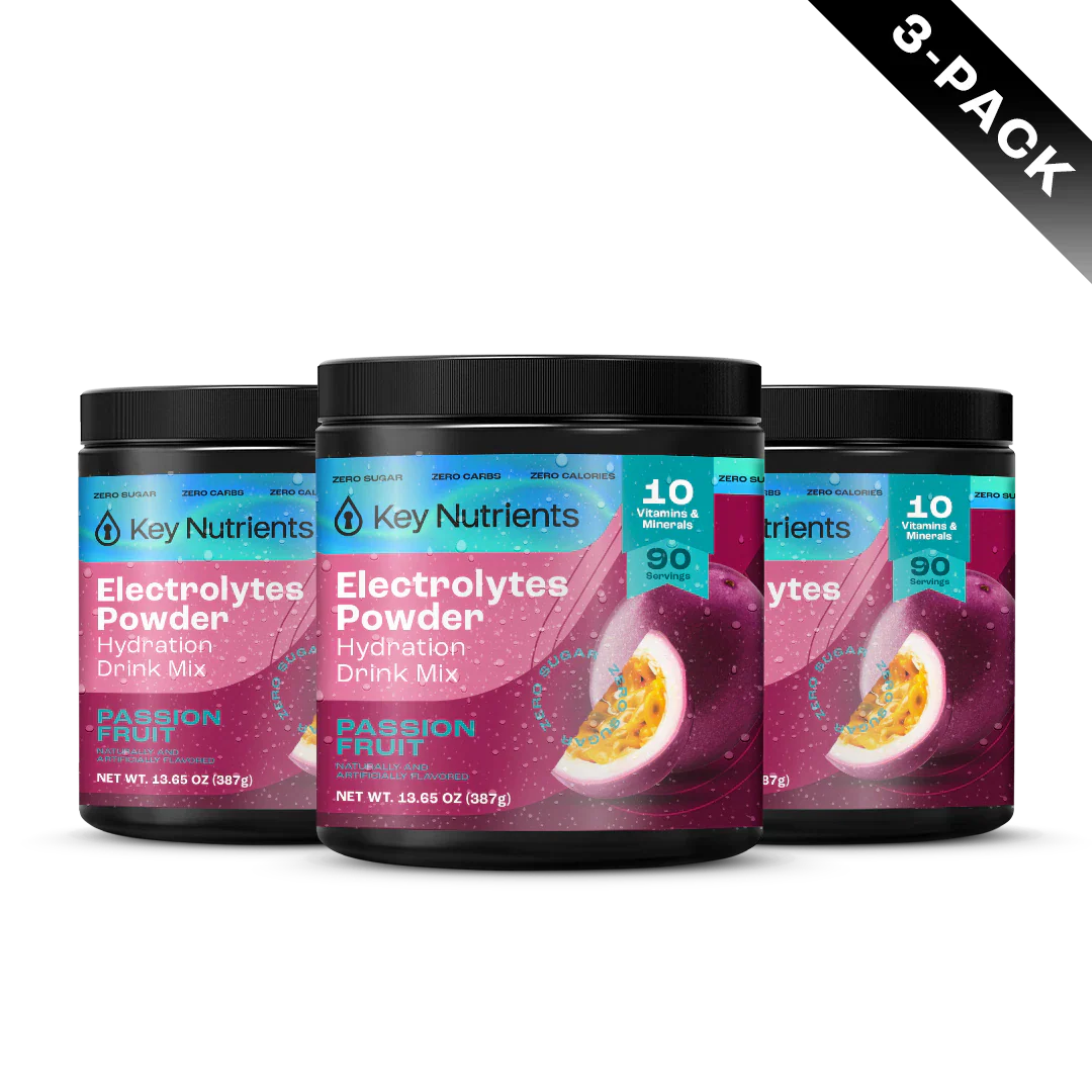 Key Nutrients Electrolyte Recovery Plus Powder in Lemonade flavor, sugar-free electrolyte powder for hydration, 90 servings.