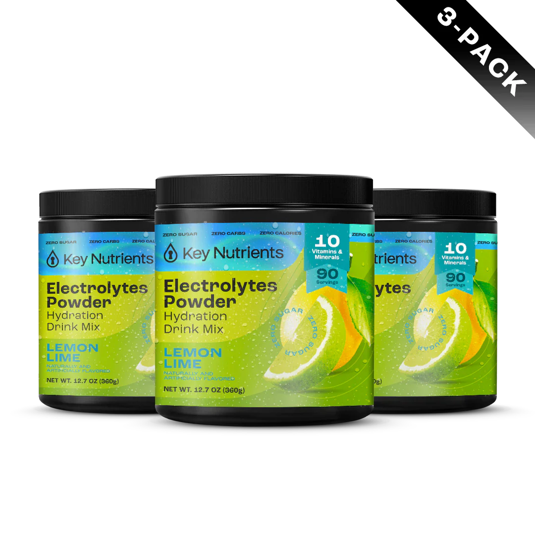 Key Nutrients Electrolyte Recovery Plus Powder in Lemonade flavor, sugar-free electrolyte supplement for hydration and replenishment.
