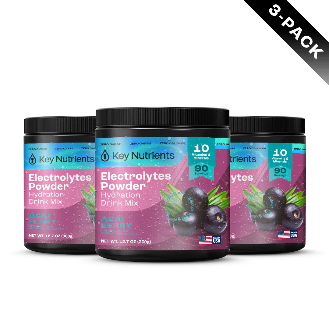 Key Nutrients Electrolyte Recovery Plus Powder in Lemonade flavor, sugar-free electrolyte supplement for hydration and replenishment.