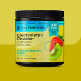 Key Nutrients Electrolyte Recovery Plus Powder in Lemonade flavor, sugar-free electrolyte supplement with 90 servings in a jar.