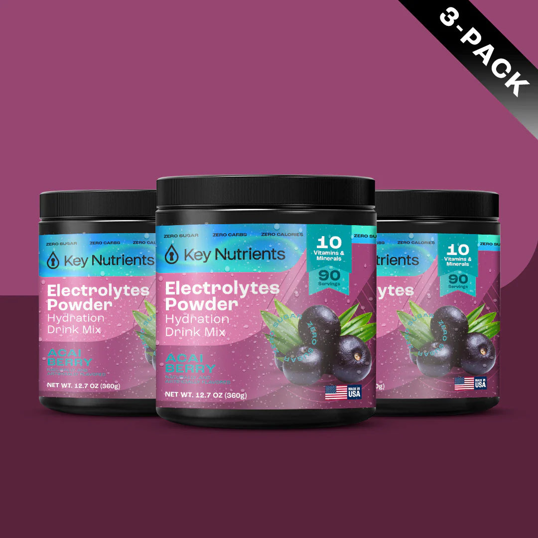 Key Nutrients Electrolyte Recovery Plus Powder in Lemonade flavor, sugar-free electrolyte powder for rehydration and recovery.