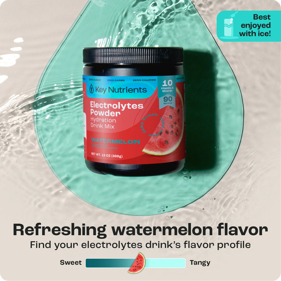 Key Nutrients Electrolyte Recovery Plus Powder in Lemonade flavor, sugar-free electrolyte powder for hydration, 90 servings.