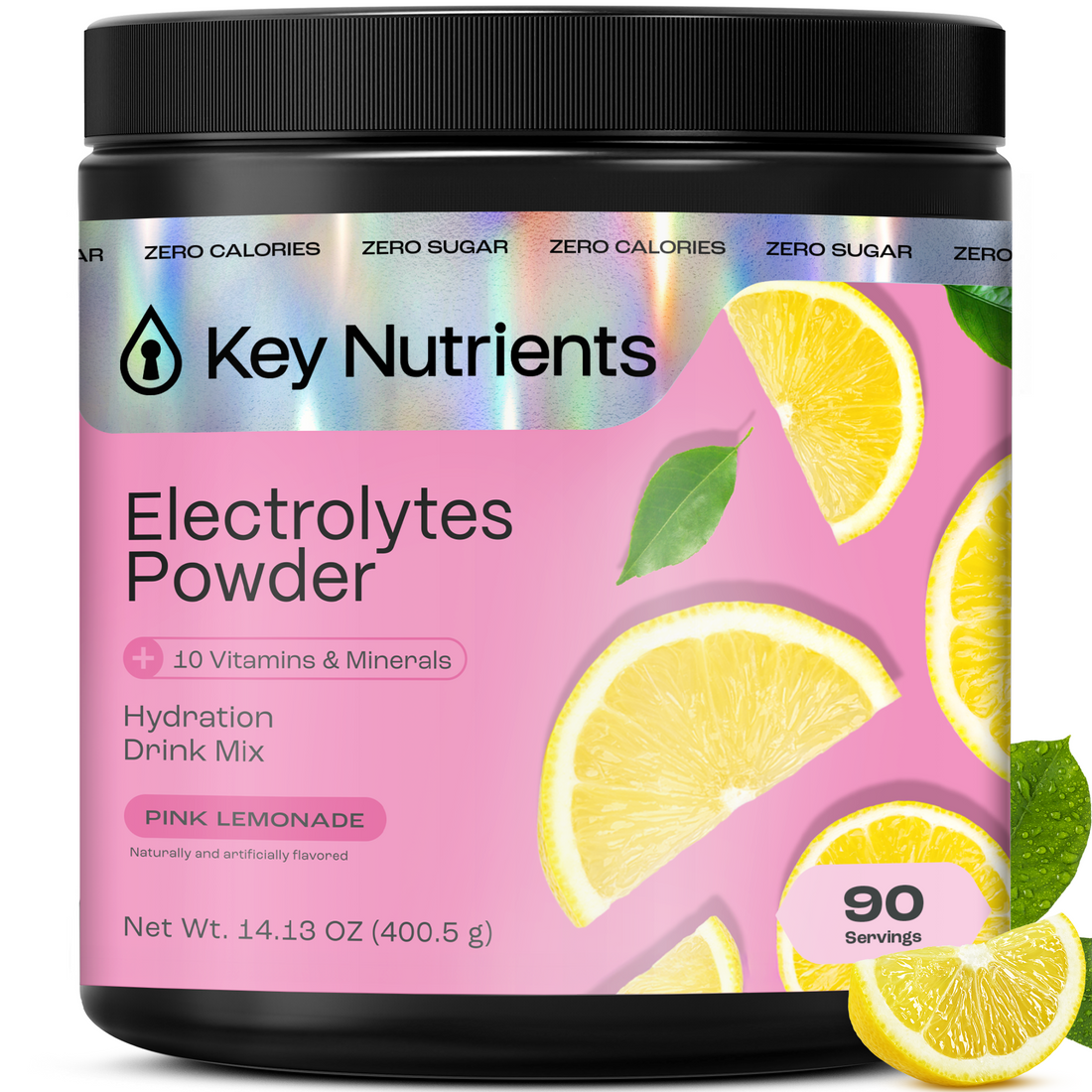 Key Nutrients Electrolyte Recovery Plus Powder in Lemonade flavor, sugar-free electrolyte drink mix for hydration and replenishment.