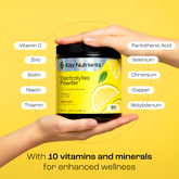 Key Nutrients Electrolyte Recovery Plus Powder in Lemonade flavor, sugar-free electrolyte powder for rehydration and replenishment.
