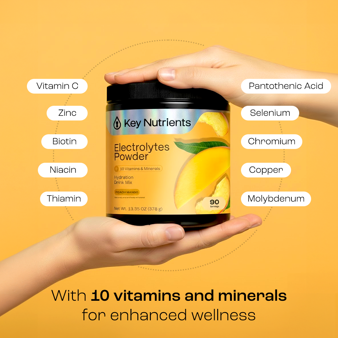 Key Nutrients Electrolyte Recovery Plus Powder in Lemonade flavor, sugar-free electrolyte powder for hydration and replenishment.