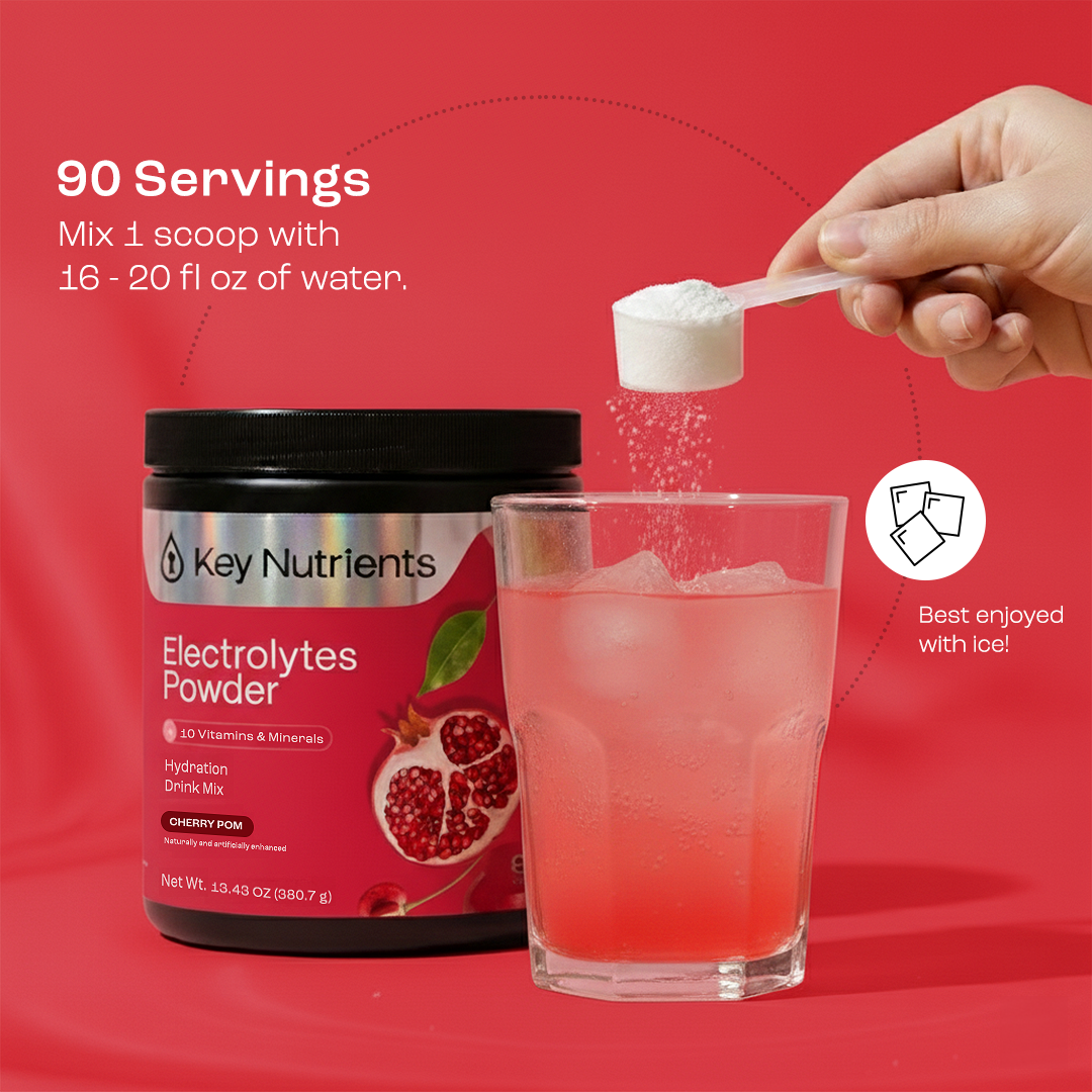 Key Nutrients electrolyte recovery plus powder in lemonade flavor, sugar-free electrolyte supplement for hydration, 90 servings