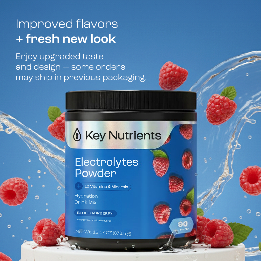Key Nutrients Electrolyte Recovery Plus Powder in Lemonade flavor, sugar-free electrolyte powder for hydration and replenishment.