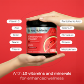 Key Nutrients Electrolyte Recovery Plus Powder in Lemonade flavor, sugar-free electrolyte powder for hydration, 90 servings.