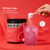 Key Nutrients Electrolyte Recovery Plus Powder in Lemonade flavor, sugar-free electrolyte drink mix for rehydration and recovery.