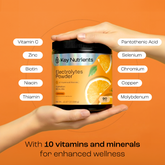 Key Nutrients Electrolyte Recovery Plus Powder in Lemonade flavor, sugar-free electrolyte supplement for rehydration and recovery.