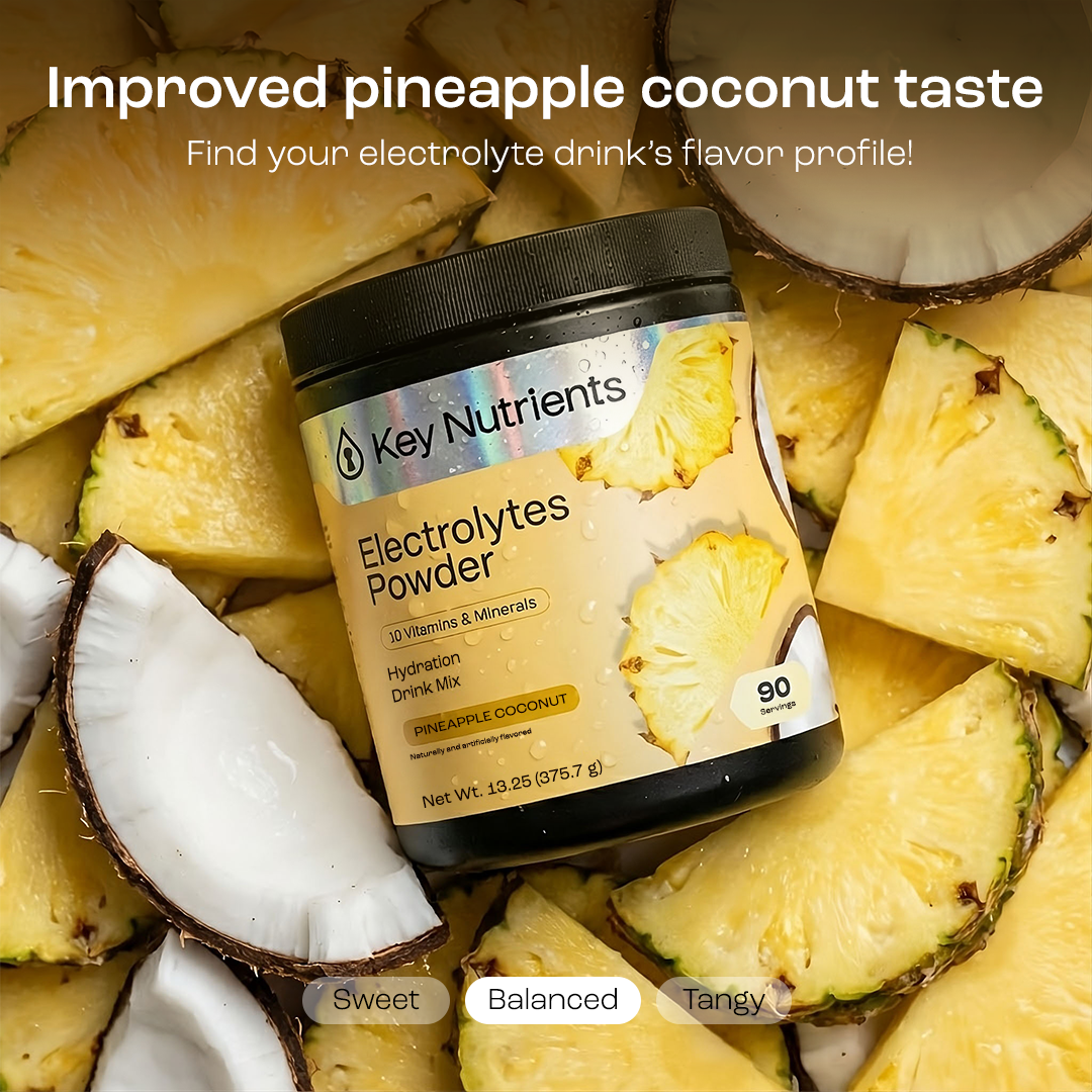 Key Nutrients Electrolyte Recovery Plus Powder in Lemonade flavor, sugar-free electrolyte powder for rehydration and recovery.