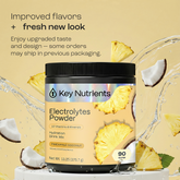 Key Nutrients Electrolyte Recovery Plus Powder in Lemonade flavor, sugar-free electrolyte powder for hydration, 90 servings.