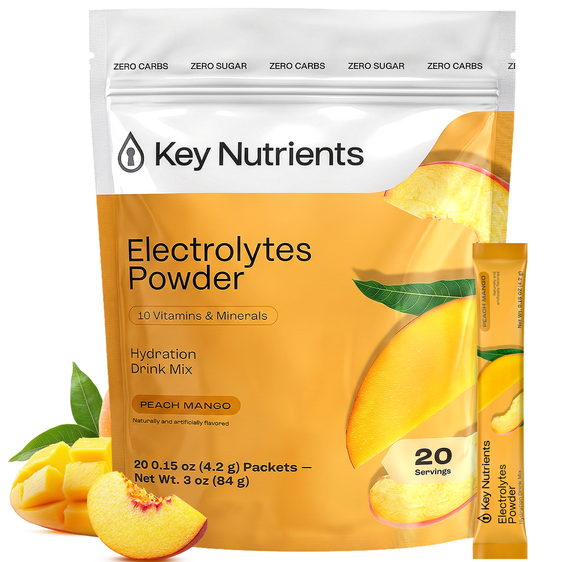 Key Nutrients Electrolyte Recovery Plus Powder in Lemonade flavor, sugar-free electrolyte supplement for hydration and recovery.