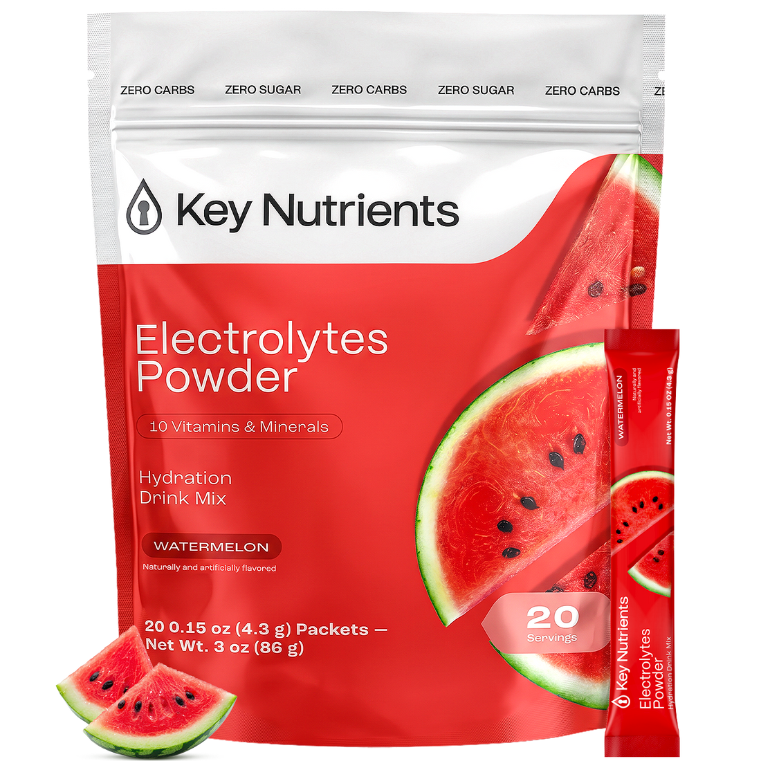 Key Nutrients Electrolyte Recovery Plus Powder in Lemonade flavor, sugar-free electrolyte powder for hydration and recovery.