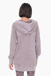 Deep taupe oversized waffle knit zip-up hoodie from Fitkitty Culture Athleisure Wear, featuring a cozy, textured fabric and front zipper.