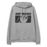 Yūjin Clothing Deep Feelings hoodie with a relaxed fit and artistic print, ideal for casual everyday wear and comfortable styling.