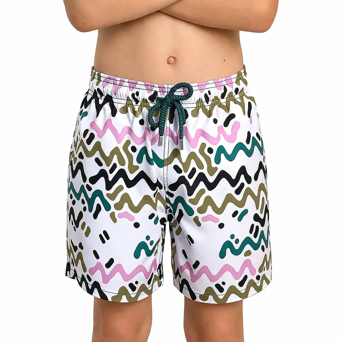 Boys Hybrid Swim &amp; Play Shorts – Line Rush - Orchid and Kelp
