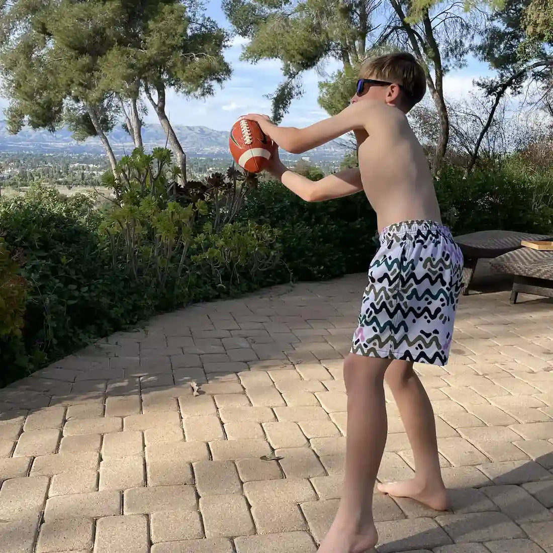 Boys Hybrid Swim &amp; Play Shorts – Line Rush - Orchid and Kelp