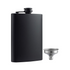Matte black stainless steel 8 oz liquor flask from Liquor Geeks, barware accessory for carrying small amounts of liquor.