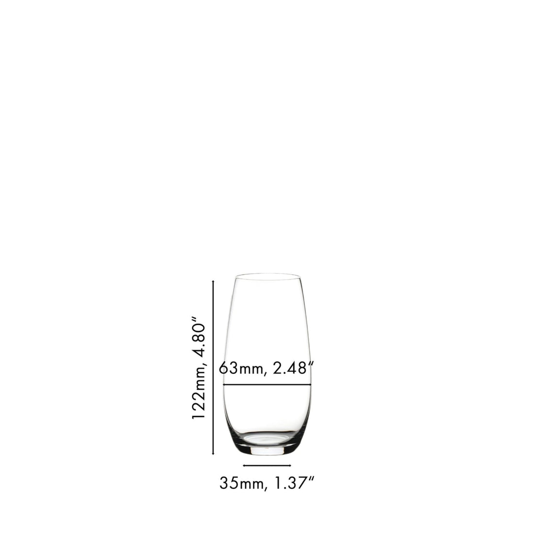Two Riedel Flute O Champagne stemless crystal glasses from Liquor Geeks, elegant barware for champagne and sparkling wine.