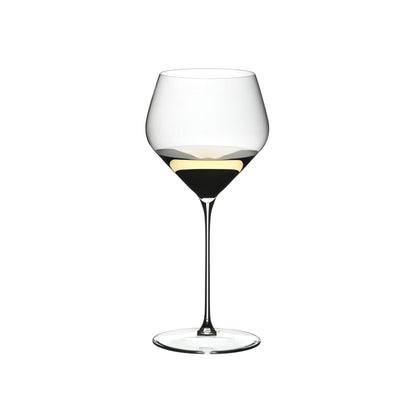 Set of two Riedel Veloce Chardonnay glasses for wine tasting, clear crystal barware by Liquor Geeks.