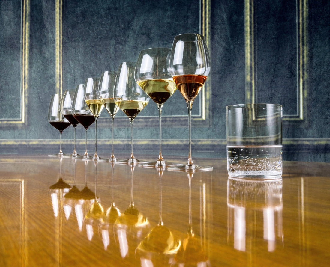 Set of 2 Riedel Veloce Chardonnay glasses, Liquor Geeks barware, clear fine glassware for wine tasting.