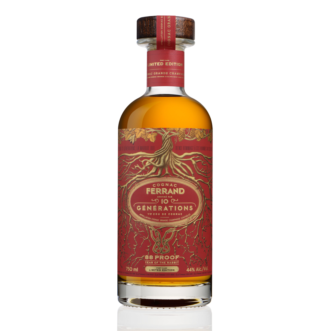 Ferrand Cognac 10 Generations Year of the Rabbit Port Cask bottle from Liquor Geeks, featuring detailed label and elegant packaging.