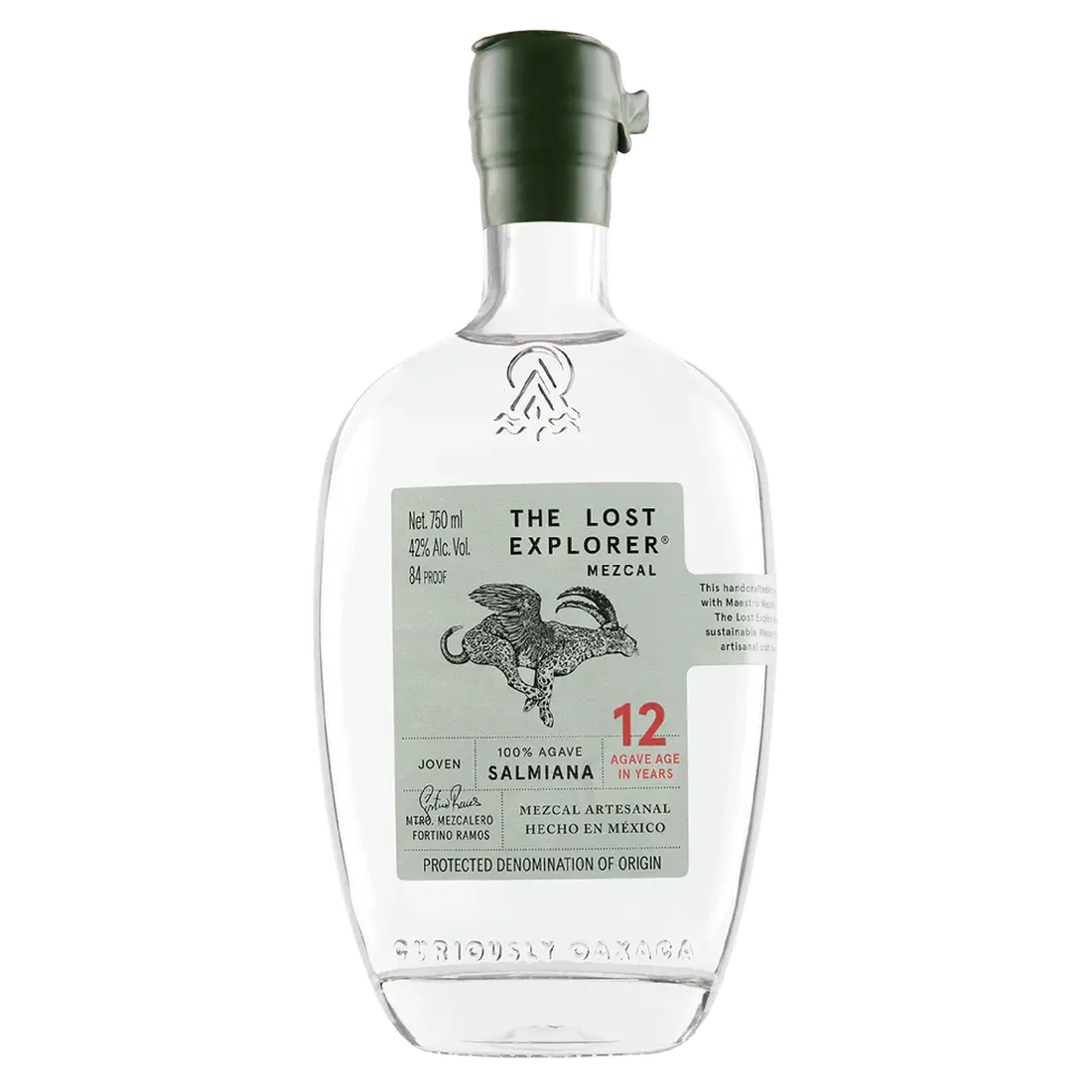 Bottle of The Lost Explorer Mezcal Salmiana by Liquor Geeks, 750ml, showing the label and dark glass bottle.
