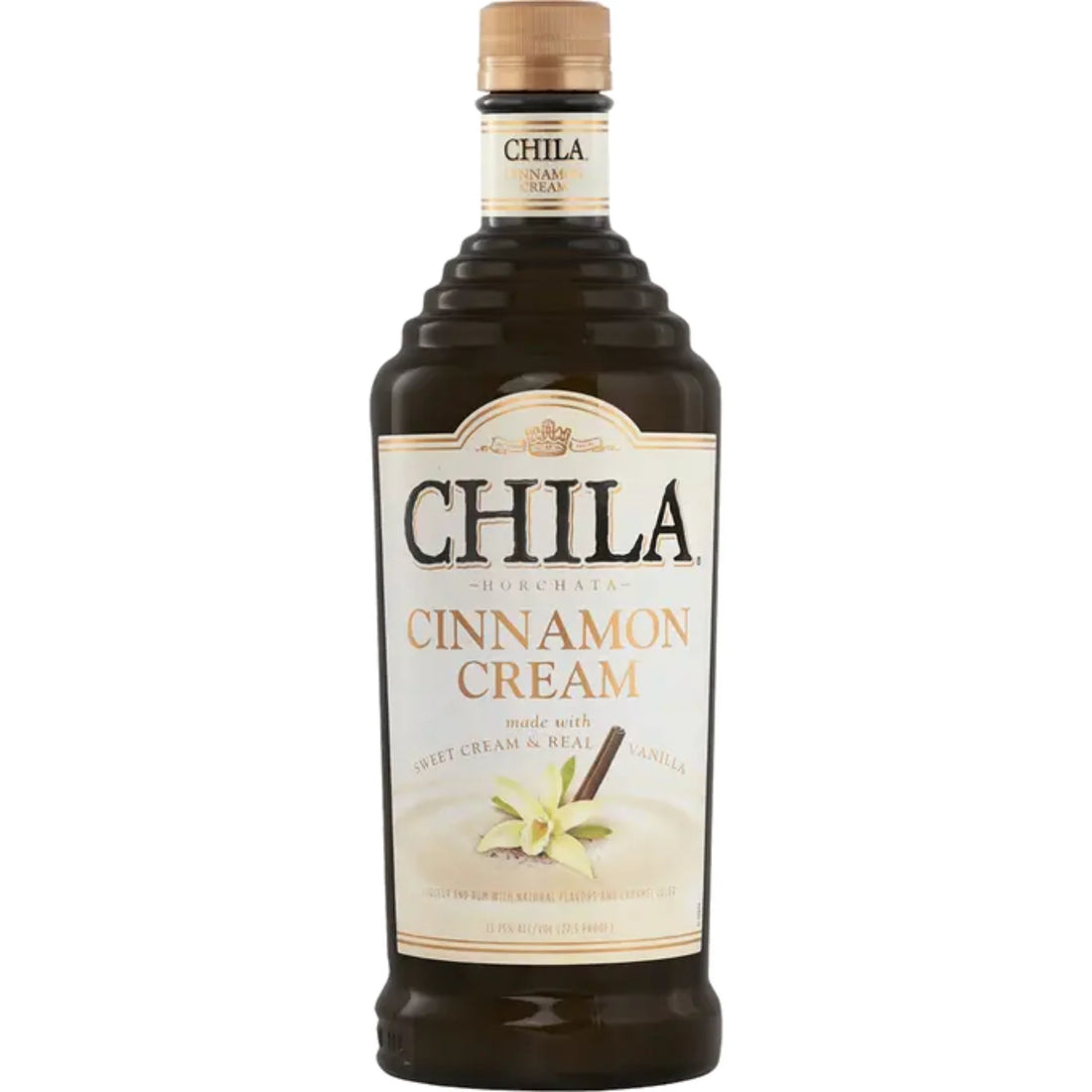 Bottle of Liquor Geeks Chila Cinnamon Cream Rum in 750ml bottle, with cinnamon-flavored cream rum label and packaging.