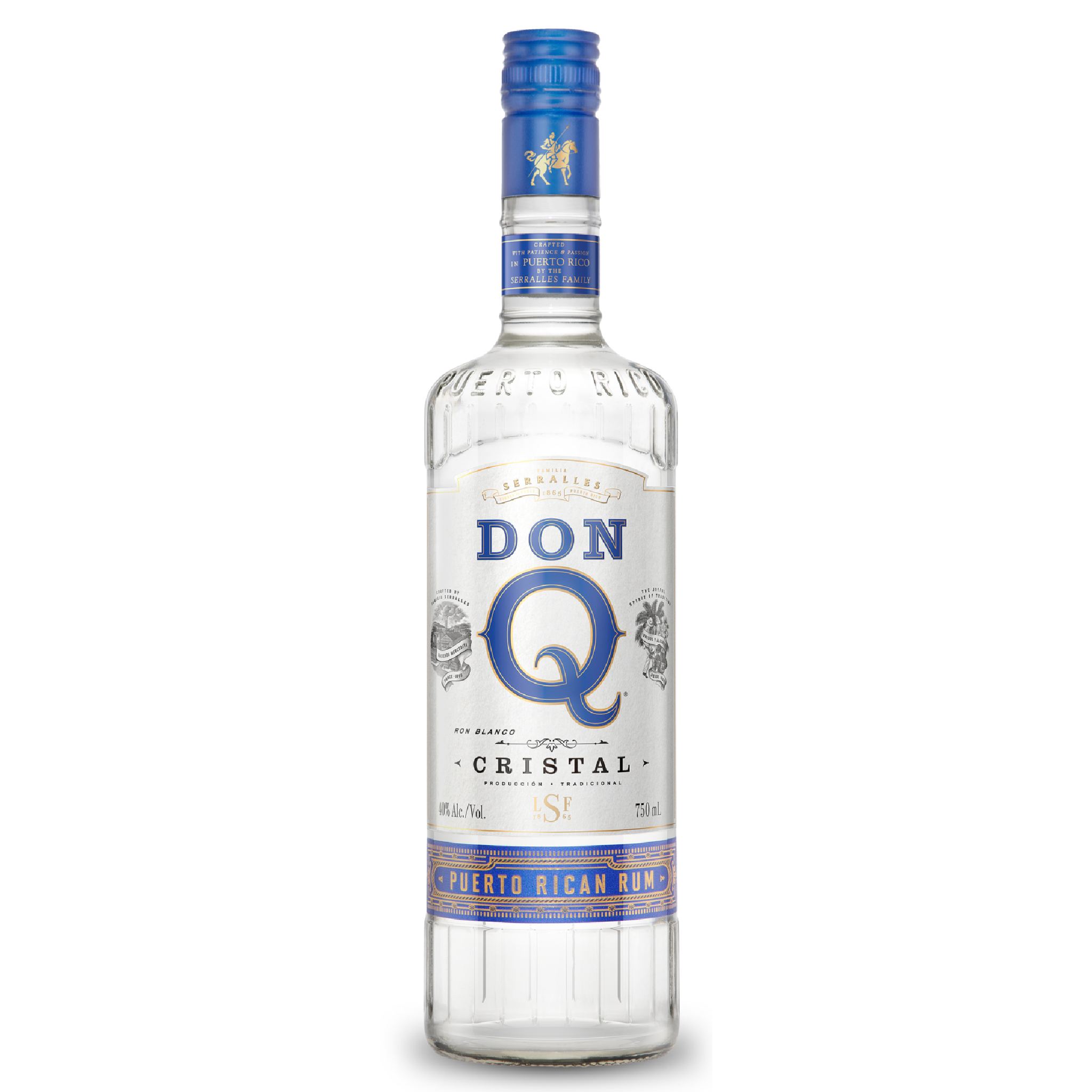Clear Don Q Cristal Rum bottle from Liquor Geeks with 750ml size and elegant label, showcasing premium rum packaging.