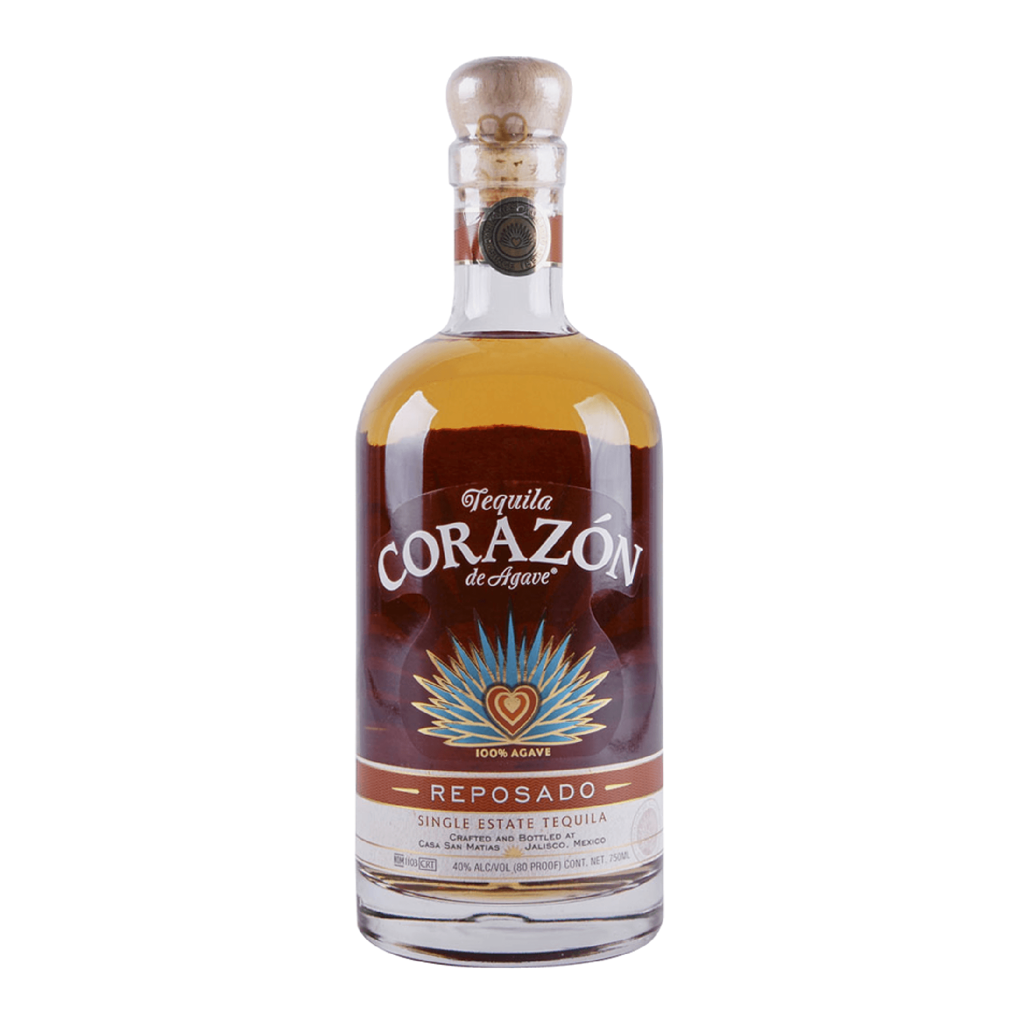 Corazon Reposado Tequila bottle by Liquor Geeks, 750ml, with a clear glass bottle and label showcasing the tequila inside.
