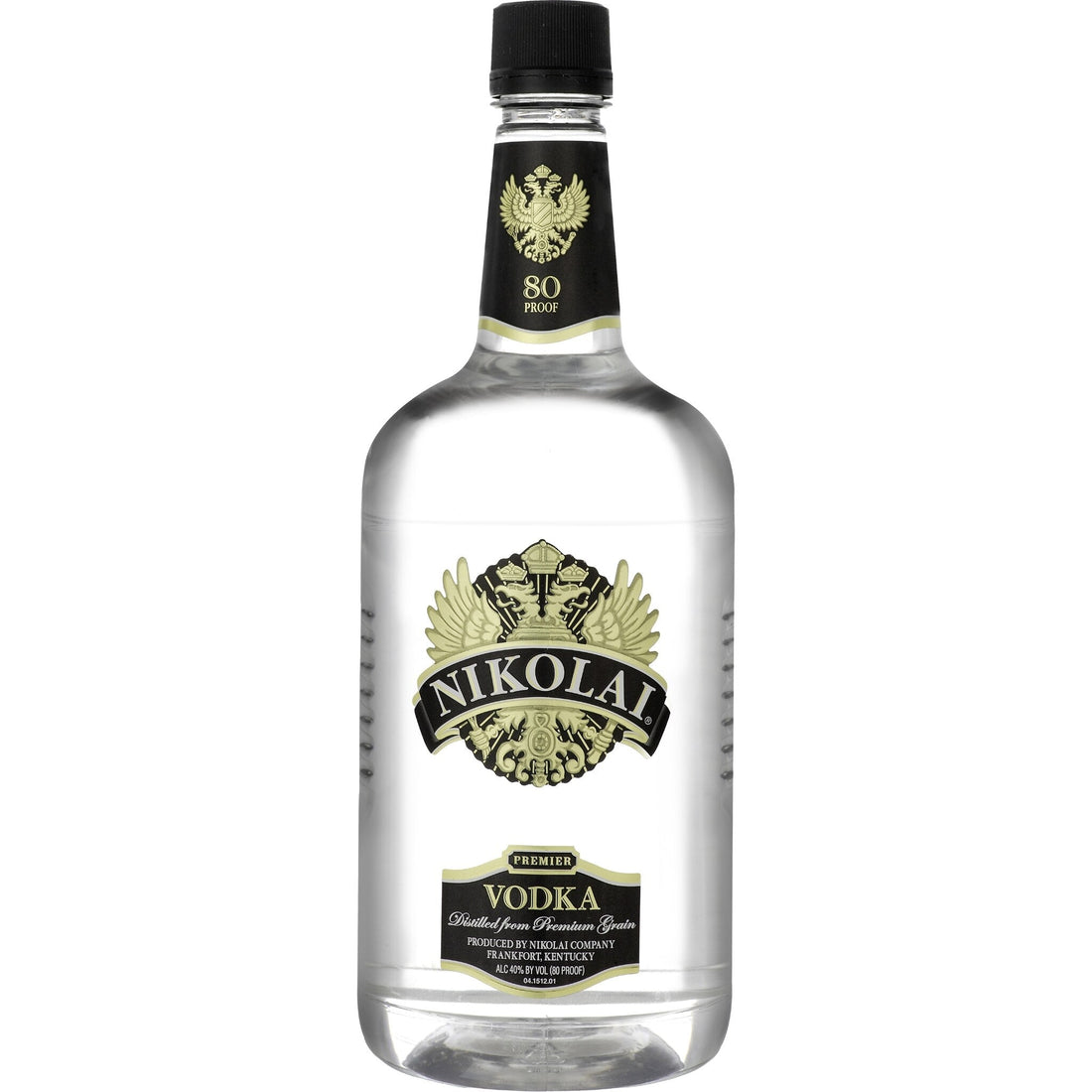 Clear Nikolai Vodka bottle from Liquor Geeks, 750ml, with sleek label and transparent glass showcasing the vodka inside.