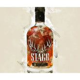 George T. Stagg Jr. Kentucky Straight Bourbon Whiskey bottle with dark label and gold accents, 750ml, Liquor Geeks branded.