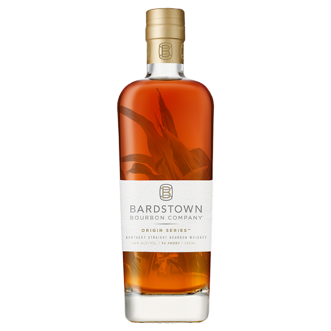 Bardstown Bourbon Company Straight Bourbon Origin Series 6-Year whiskey bottle with a dark label and clear glass, 750ml size.