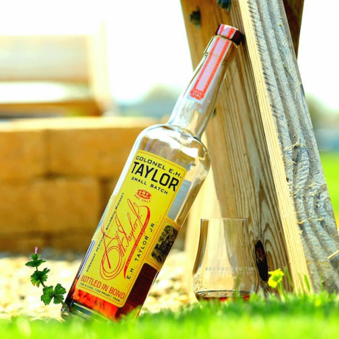 Bottle of Colonel E.H. Taylor Small Batch Bourbon Whiskey from Liquor Geeks, showcasing the label and packaging.