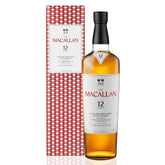 Bottle of The Macallan 12 Year Old Double Cask Single Malt Scotch Whiskey in a clear glass with a label featuring the Liquor Geeks branding.