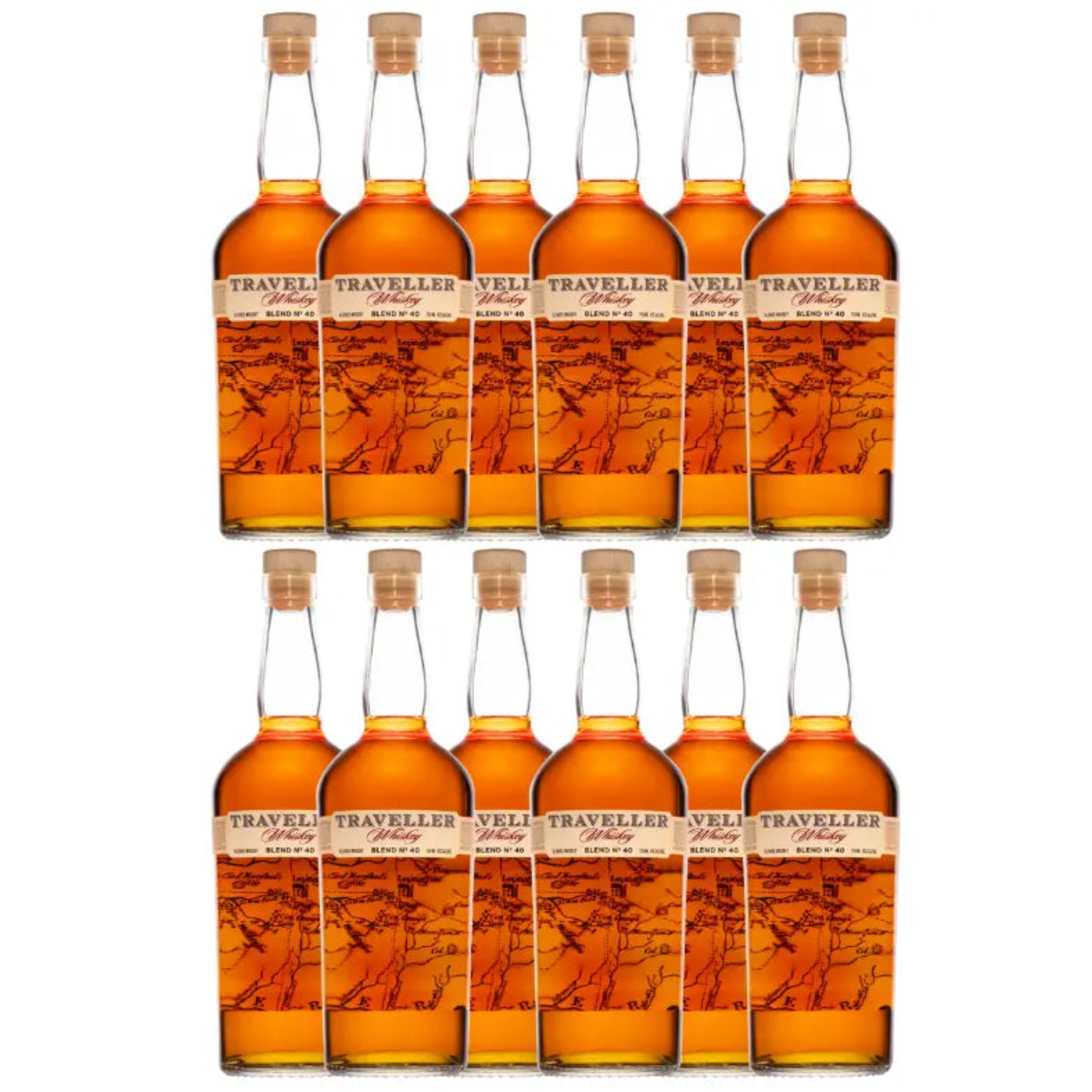 Bottle of Traveller Blend No. 40 Whiskey by Chris Stapleton and Buffalo Trace, 750ml, with label details visible