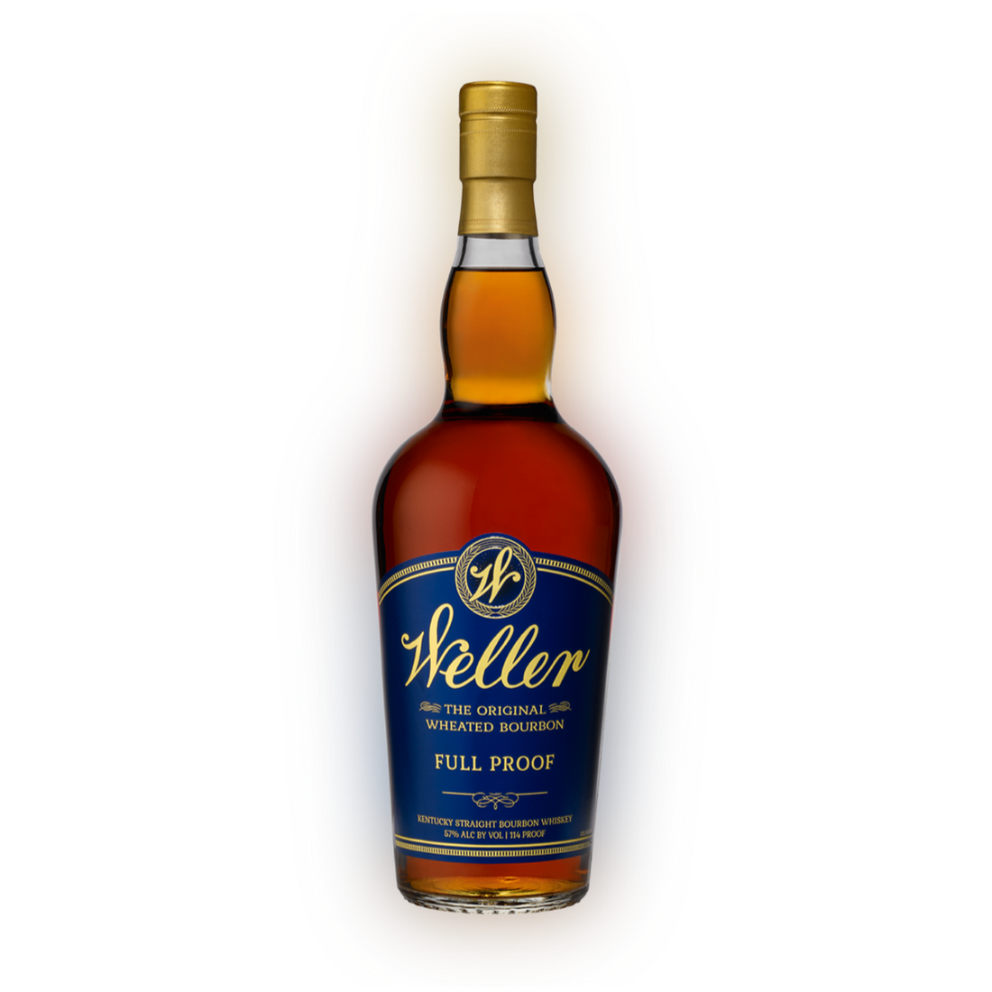 Bottle of Liquor Geeks W.L. Weller Full Proof whiskey in a 750ml bottle with label and seal, showing the full proof designation.