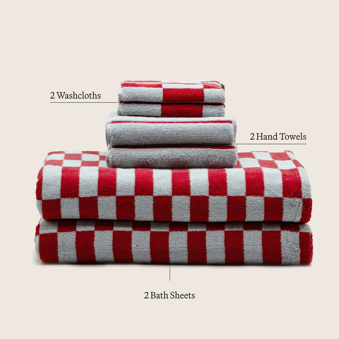Set of 15 luxurious Pietra Australian Cotton Towels by Italic, soft and plush with elegant woven texture.