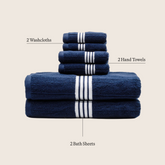 Set of five luxurious Nautilus Australian cotton bath towels by Italic, soft and plush with a clean, elegant design.