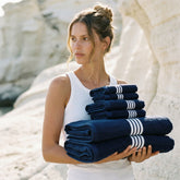Set of luxurious Nautilus Australian Cotton Bath Towels by Italic, soft, plush, and absorbent for home bathroom use.